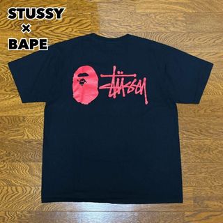 ステューシー(STUSSY)のSTUSSY × A BATHING APE コラボTシャツ バックプリント(Tシャツ/カットソー(半袖/袖なし))