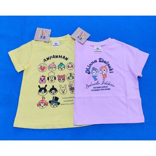 アンパンマン(アンパンマン)の新品　90cm　アンパンマン　半袖Ｔシャツ2枚セット　ガールY×カレッジP(Tシャツ/カットソー)