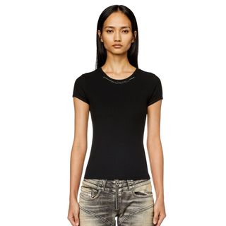 ディーゼル(DIESEL)のディーゼル　チェーンネックレス付きリブ編みTシャツ(Tシャツ(半袖/袖なし))