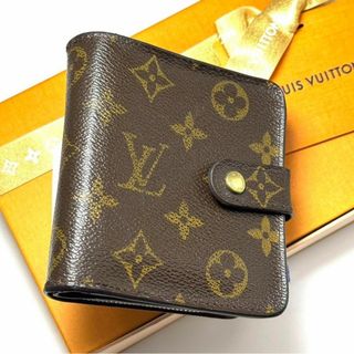 ルイヴィトン(LOUIS VUITTON)の美品 ルイヴィトン モノグラム コンパクトジップ ラウンドファスナー 折り財布(財布)