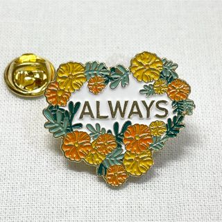 【ピンバッジ】花 黄色 オレンジ ビタミンカラー Always いつも