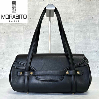 モラビト(MORABITO)の良品 MORABITO カーフレザー ブラック シルバー金具 肩掛けハンドバッグ(ハンドバッグ)