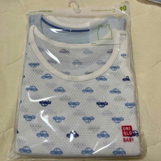 ユニクロ(UNIQLO)のユニクロ　コットンメッシュタンクトップ　90 ②枚組(下着)