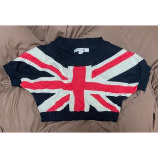 Forever21　イギリス　英国　国旗柄　半袖　サマーニット　春　夏　秋　黒