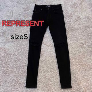 リプレゼント(REPRESENT（C）)のREPRESENT スキニーデニム　ブラック　ダメージジーンズ　サイズS(デニム/ジーンズ)