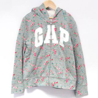 GAP - ギャップ パーカー トップス スウェット 花柄 フロントロゴ 裏ボア キッズ 女の子用 140サイズ グレー GAP