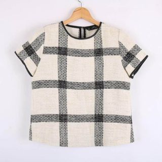 ザラベーシック カットソー シャツ トップス 半袖 ツイード レディース Sサイズ ベージュ ZARA BASIC(カットソー(長袖/七分))