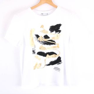 ザラ(ZARA)のザラ 半袖Ｔシャツ トップス レディース Mサイズ ホワイト ZARA(Tシャツ(半袖/袖なし))