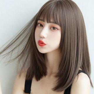 フルウィッグ ミディアム ストレート ブラック さらさら ネット付き 耐熱 黒(ロングストレート)