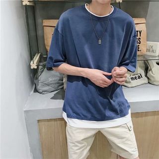 3999円○XL Tシャツ ビッグシルエット 半袖 カットソー ネイビー(Tシャツ/カットソー(半袖/袖なし))