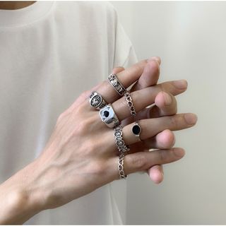 【数量限定】リング　シルバー　セット　メンズ　アクセサリー　指輪　メタル　(リング(指輪))