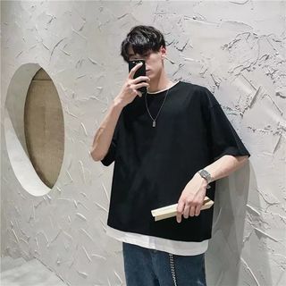 3999円○XL Tシャツ ビッグシルエット 半袖 カットソー ブラック(Tシャツ/カットソー(半袖/袖なし))