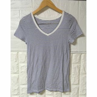 ギャップ(GAP)のGap レディースS、薄手ストライプVネック半袖Tシャツ(Tシャツ(半袖/袖なし))