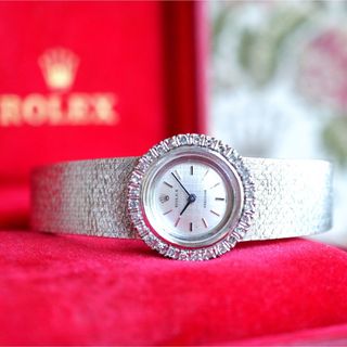 ロレックス(ROLEX)の美品✨ROLEX K18WG ダイヤベゼル 一体型 アンティーク時計✨オメガ(腕時計)