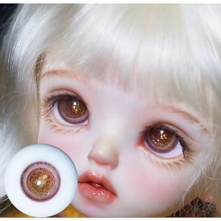 ドール グラスアイ 人形 BJD ピンク ラメ　16mm MSD SD A品(人形)