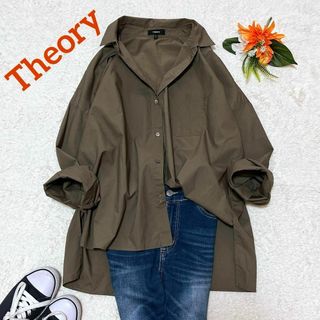 セオリー(theory)の美品✨Theory　セオリー　オーバーサイズ　コットンシャツ　スリット　ゆったり(シャツ/ブラウス(長袖/七分))