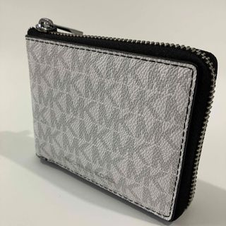 Michael Kors - 【極美品】マイケルコース ラウンドジップ 折りたたみ財布 シグネチャ ホワイト