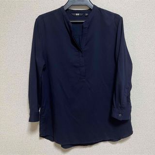 ユニクロ(UNIQLO)のUNIQLO  スキッパーブラウス　ネイビー(シャツ/ブラウス(長袖/七分))