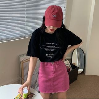 ✿送料無料✿ 韓国ファッション 大人可愛い ロゴTシャツ 半袖 F ブラック(Tシャツ(半袖/袖なし))