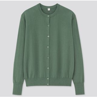 ユニクロ(UNIQLO)のUNIQLO UVカットスーピマコットンクルーネックカーディガン XLサイズ(カーディガン)