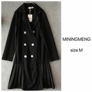 【新品未使用】MININGMENG 黒ダブルボタンワンピース 夏以外(ミニワンピース)