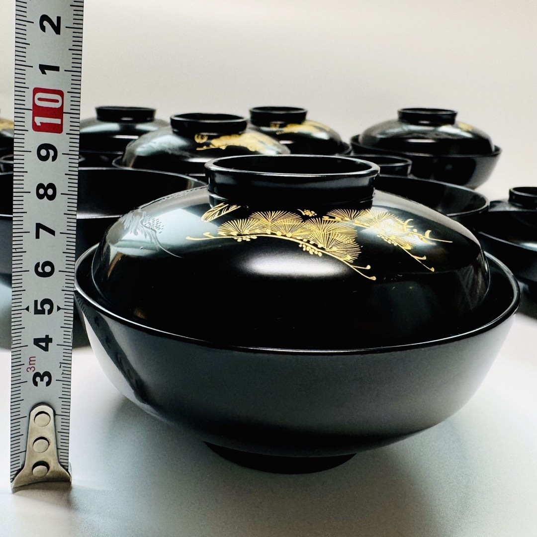 漆器 輪島塗 木製 陰彫細工 沈金 蒔絵 蓋付椀 汁椀 10客 時代物 漆器 輪島塗 木製 陰彫細工 沈金 蒔絵 蓋付椀 汁椀 10客 時代物