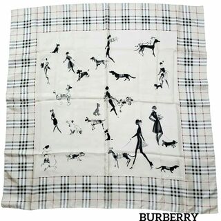 バーバリー(BURBERRY)のBURBERRY スカーフ 86×87 ノバチェック 犬の散歩 シルク(バンダナ/スカーフ)