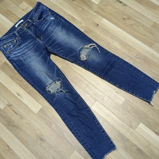 アズールバイマウジー(AZUL by moussy)のアズールバイマウジー カットオフ クラッシュ ダメージ　スキニー デニム M(デニム/ジーンズ)