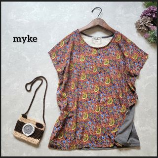 セレクト(SELECT)のmyke/ミーカ●後ろ刺繍が素敵♪異素材切り替えペイズリー柄半袖カットソー(Tシャツ(半袖/袖なし))