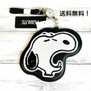 SNOOPY - スヌーピー PEANUTS ダイカットパスケース ユニーク ブラック 定期入れ