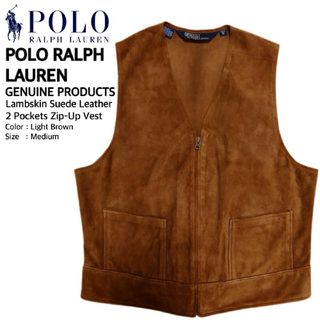 ポロラルフローレン(POLO RALPH LAUREN)の超名作 ポロラルフローレン 最高級ラムスキンスエードレザー2PジップベストM(ベスト/ジレ)