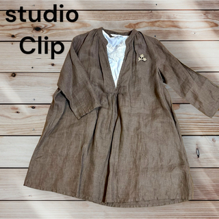 スタディオクリップ(STUDIO CLIP)の【新品に近い】studio clip☆リネンワンピース(ひざ丈ワンピース)