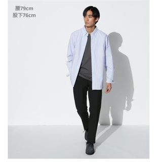 ユニクロ(UNIQLO)のUNIQLO2023  457610 感動パンツ2WAYストレッチウールライク黒(スラックス)