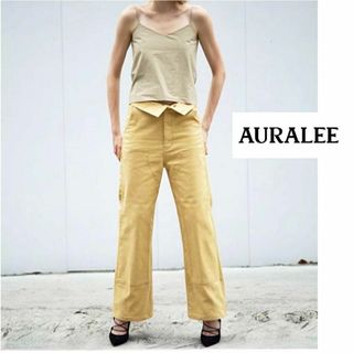 オーラリー(AURALEE)のAURALEE オーラリー✨ダック ハイウエストペインターパンツ イエロー S(ワークパンツ/カーゴパンツ)