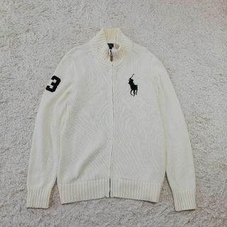 ポロラルフローレン(POLO RALPH LAUREN)の訳あり　ポロラルフローレン　カーディガン　ブルゾン　ニットジャケット　メンズ　白(ブルゾン)