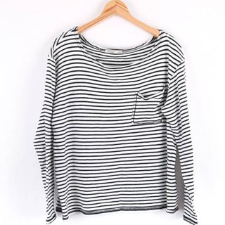 ザラ(ZARA)のザラ 長袖Ｔシャツ トップス ボーダー レディース Lサイズ ホワイト ネイビー ZARA(Tシャツ(長袖/七分))