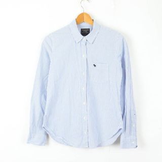 アバクロンビーアンドフィッチ(Abercrombie&Fitch)のアバークロンビーアンドフィッチ 長袖シャツ トップス ストライプ柄 レディース Sサイズ ブルー Abercrombie&Fitch(シャツ/ブラウス(長袖/七分))