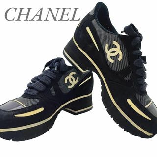 シャネル(CHANEL)の美品✨ CHANEL シャネル スニーカー 厚底 ココマーク ブラック(スニーカー)