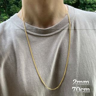 《細目》ゴールド ロング チェーンネックレス 70cm メンズ アクセサリー(ネックレス)