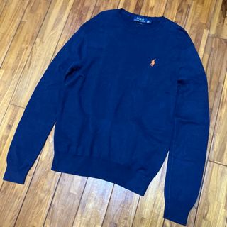 POLO RALPH LAUREN - 美品　ラルフローレン　ネイビー　薄手コットンニット　Ｌ相当