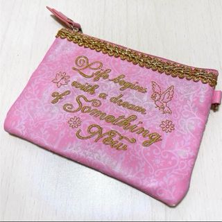 ディズニー(Disney)のディズニー ミニポーチ 小銭入れ 小物入れ ピンク 刺繍 ラプンツェル(キャラクターグッズ)