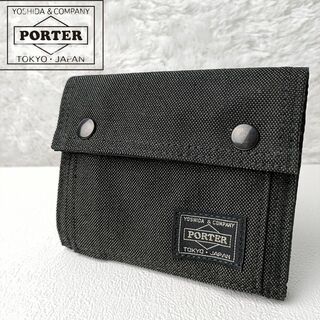 ポーター(PORTER)の美品✨ポーター スモーキー キャンバス 二つ折り財布 デニム 黒 ブラック(折り財布)