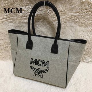 MCM - MCM エムシーエム　ハンドバッグ　キャンパス　ビッグロゴ　レザー　A4収納可能