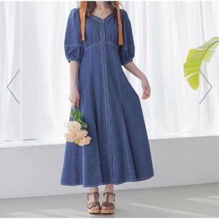 mysty woman - 【新品 未使用】mysty woman デニムエンパイアワンピース