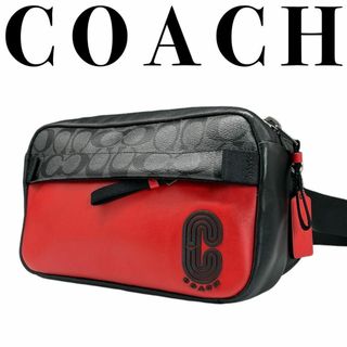 コーチ(COACH)の極美品 COACH コーチ ボディバッグ ウエストポーチ メンズ シグネチャー(ウエストポーチ)