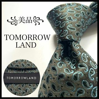 TOMORROWLAND - ꧁極美品꧂ トゥモローランド ネクタイ ジャガード織 ペイズリー グリーン 光沢