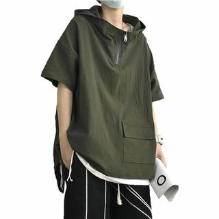 Wnodruke パーカー メンズ 夏服 半袖 tシャツ プルオーバー 無地 薄(その他)