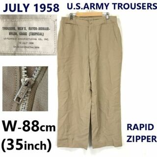 Vintage/50s?★RAPID ZIPPE★U.S.ARMY TROUSERS/CHINO PANTS【W88cm/カーキ】米軍/ミリタリーパンツR/LEITCHFIELD MANUFACTURING◆cBH367 #BUZZBERG(ワークパンツ/カーゴパンツ)