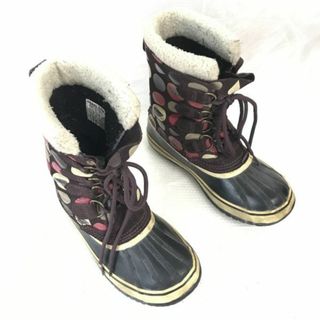 カナダ老舗★ソレル/SOREL★スノーブーツ【24.0/水玉柄　茶/brown】インナー付き/雪作業/防水◆bWB73-23 #BUZZBERG(ブーツ)