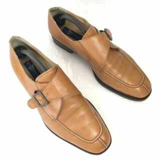 イタリア製★massimo germani★本革/マッケイ製法/モンクストラップ/Uチップモカ【46/27.5-28.0/茶/BROWN】ビジネス/dress shoes◆pG-177 #BUZZBERG(ドレス/ビジネス)